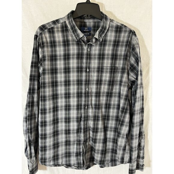 George Men's Long Sleeve Plaid Large (42-44) Button Up Shirt - Picture 1 of 7